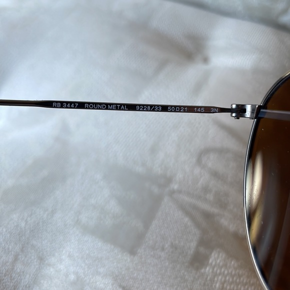 ? Ray Bans│Unisex Sunglasses Antique Gold Round Metal B-15 RB3447 50-21 main image 8
